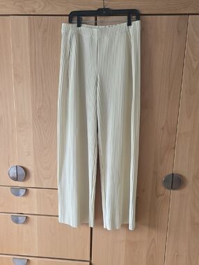 COS Cream Pleated Wide-Leg Pants, M, Quiet Lux, Designer Inspo, Neutral Chic